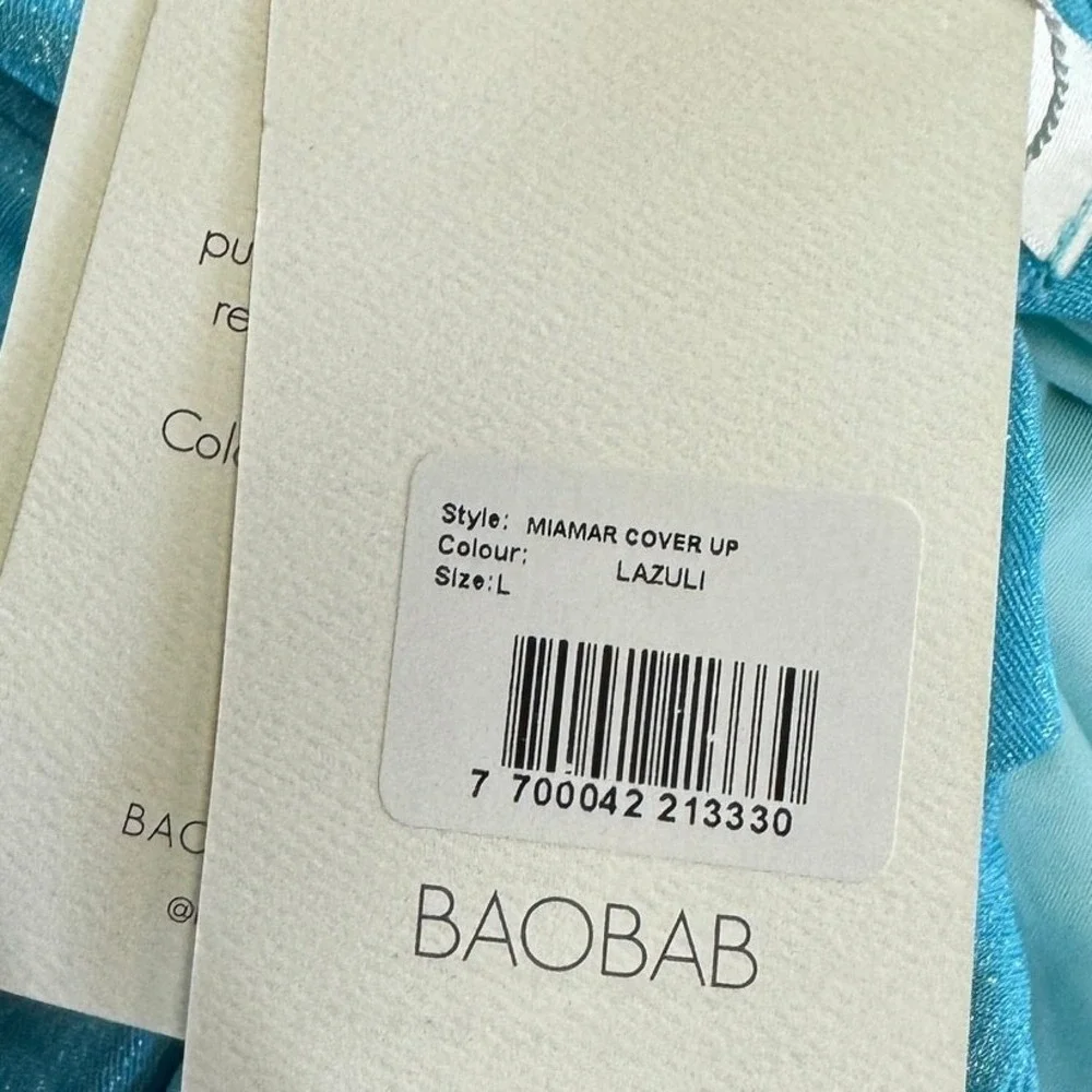 BAOBAB Cover Up Women Large Lazuli Blue Shimmer Miamar One‎ Shoulder Ruched Slit